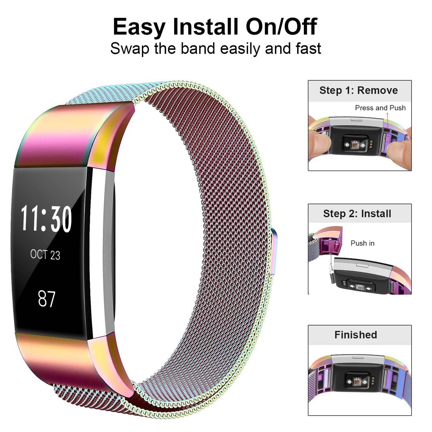 Stainless Steel Mesh Milanese Loop Band for Fitbit Charge 2