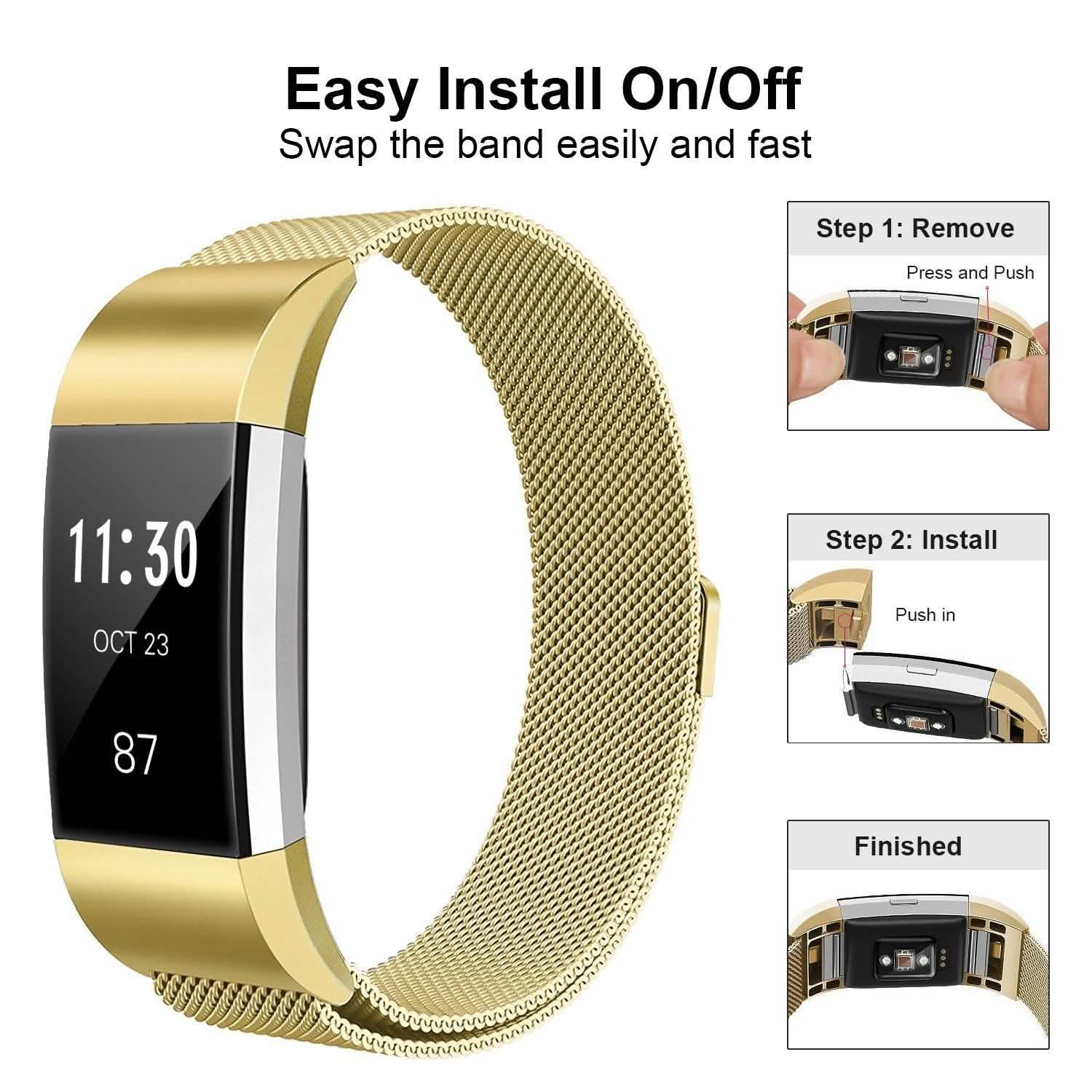 Stainless Steel Mesh Milanese Loop Band for Fitbit Charge 2