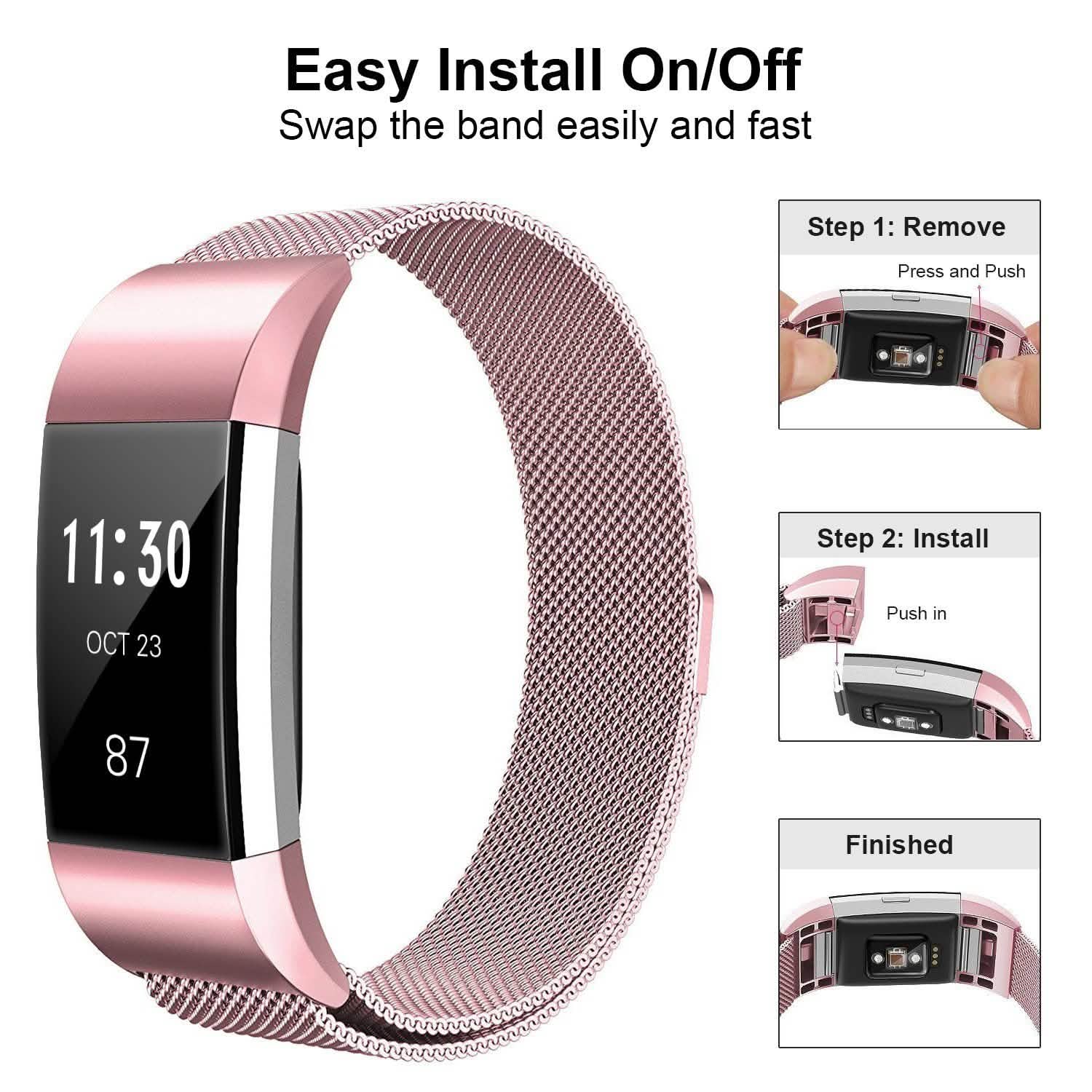 Stainless Steel Mesh Milanese Loop Band for Fitbit Charge 2
