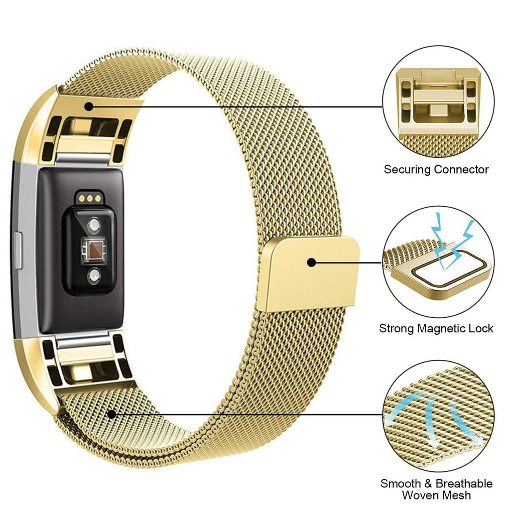 Stainless Steel Mesh Milanese Loop Band for Fitbit Charge 2