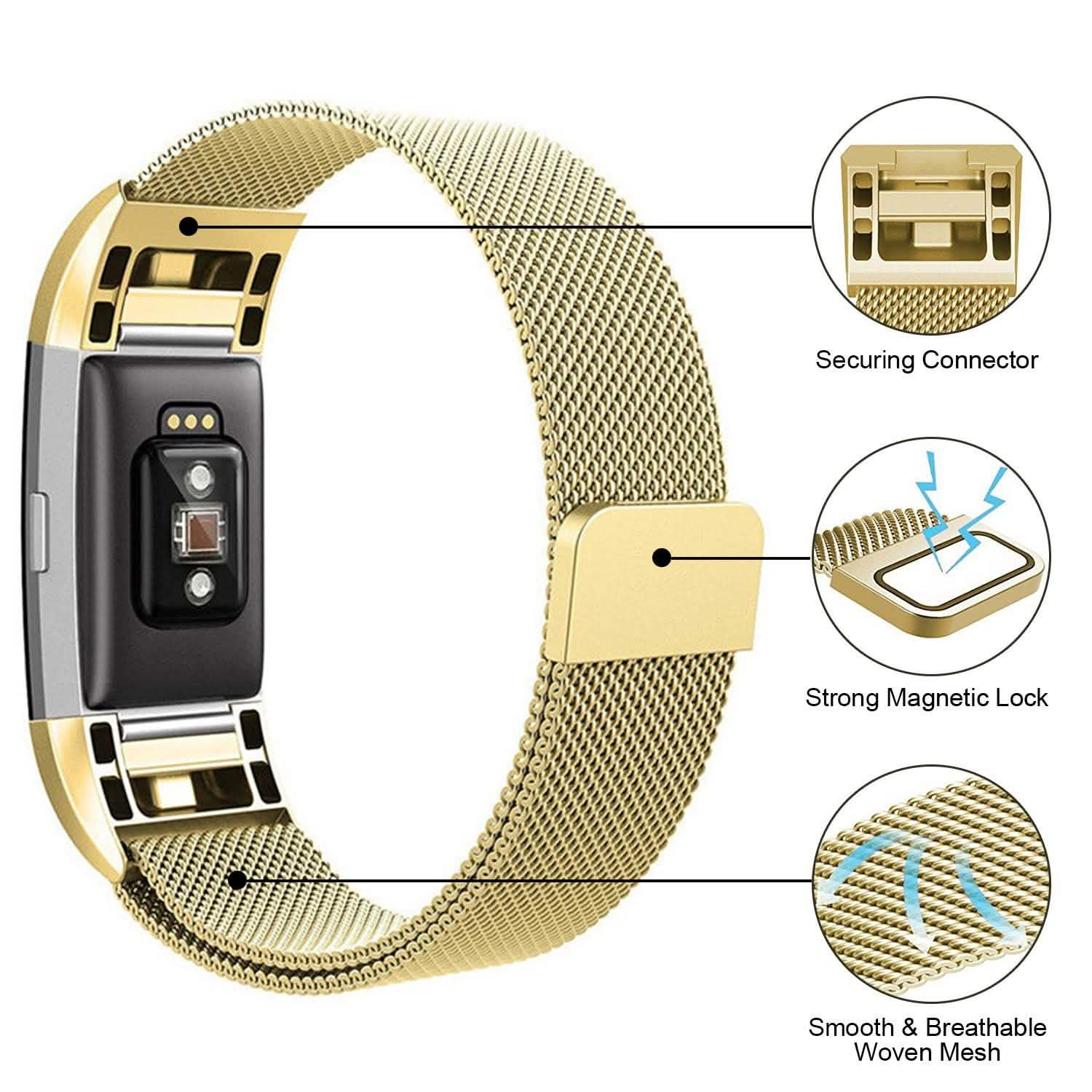 Stainless Steel Mesh Milanese Loop Band for Fitbit Charge 2