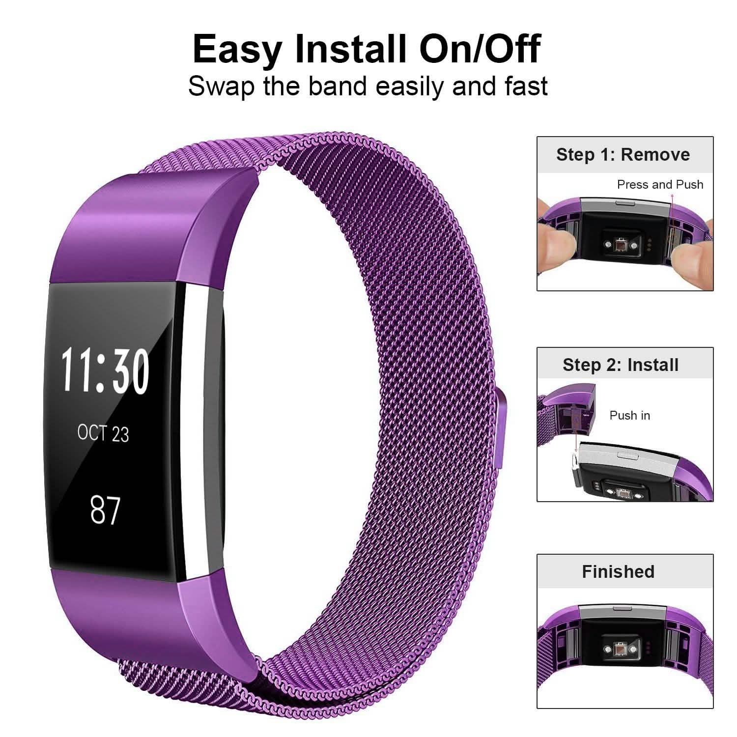 Stainless Steel Mesh Milanese Loop Band for Fitbit Charge 2