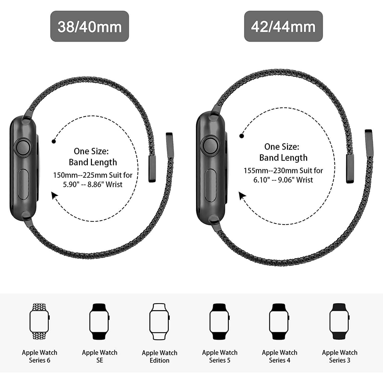 Stainless Steel Mesh Strap Replacement for Apple Watch