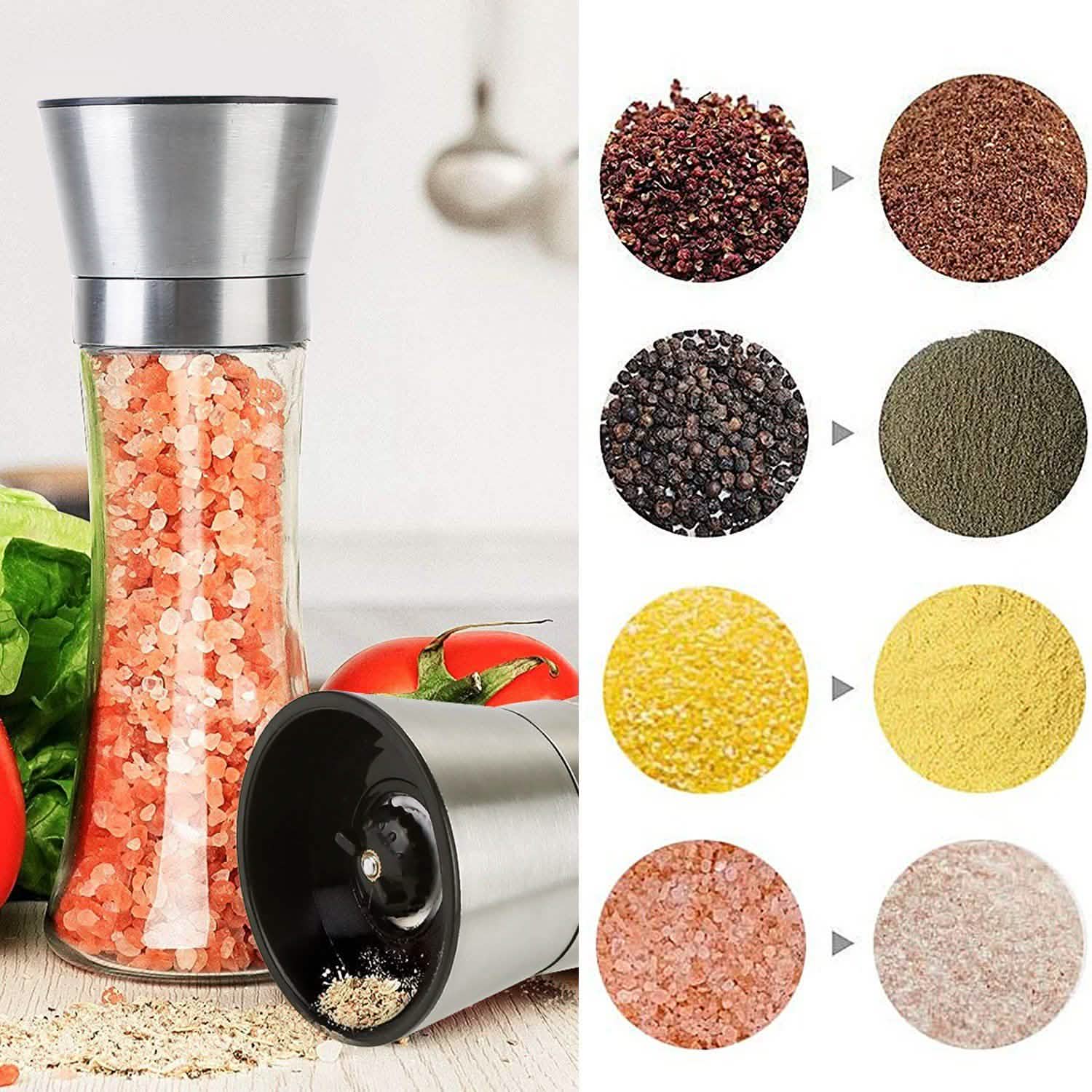 Stainless Steel Salt Pepper Grinder with Adjustable Coarseness