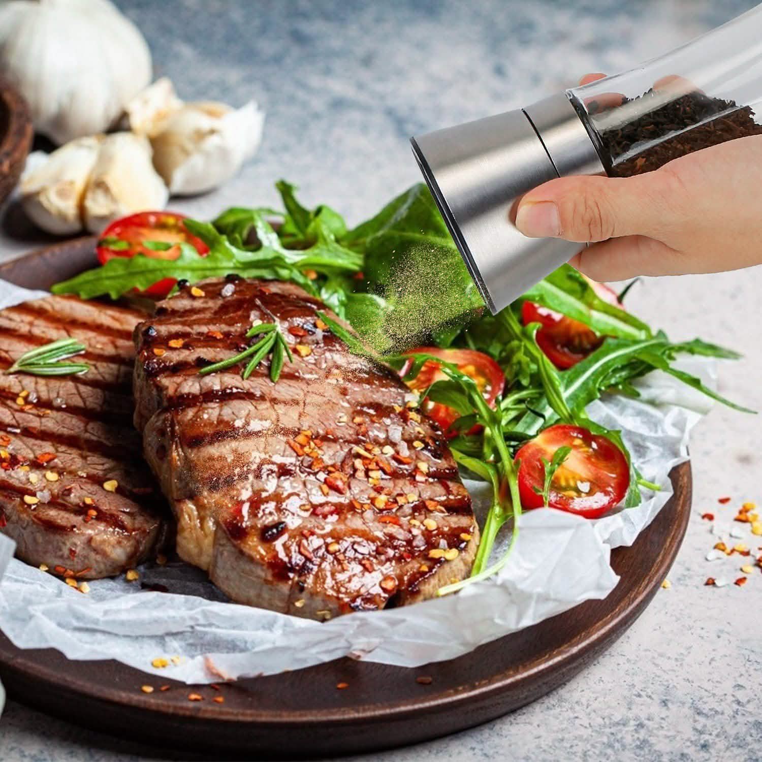 Stainless Steel Salt Pepper Grinder with Adjustable Coarseness