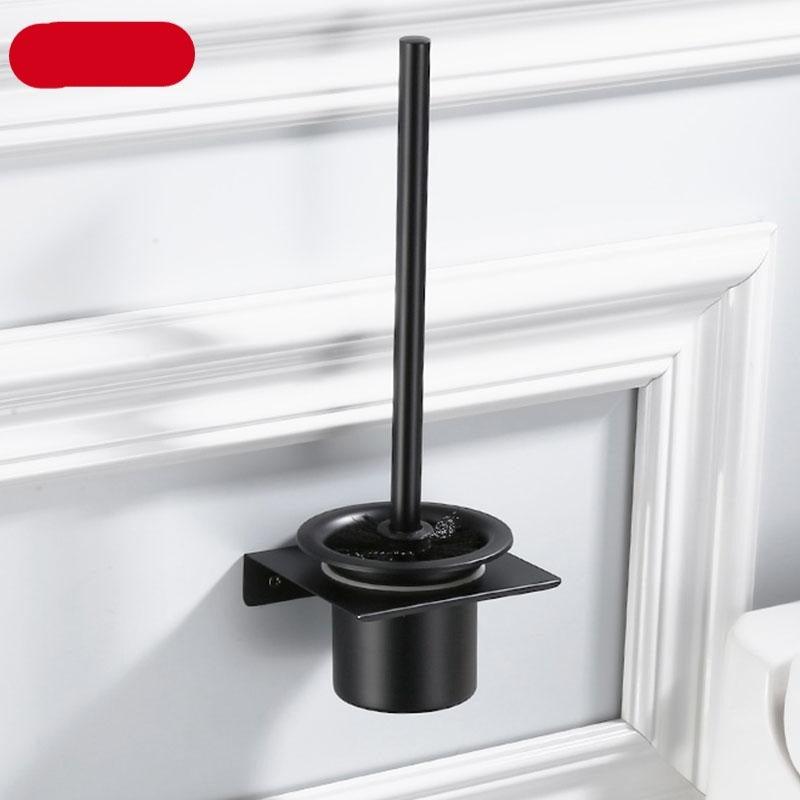 Stainless Steel Toilet Brush Holder Black Wall Mounted Toilet Bowl Brush Holder For Bathroom Cleaning Kit