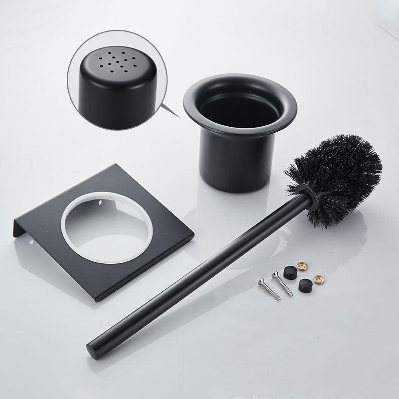 Stainless Steel Toilet Brush Holder Black Wall Mounted Toilet Bowl Brush Holder For Bathroom Cleaning Kit