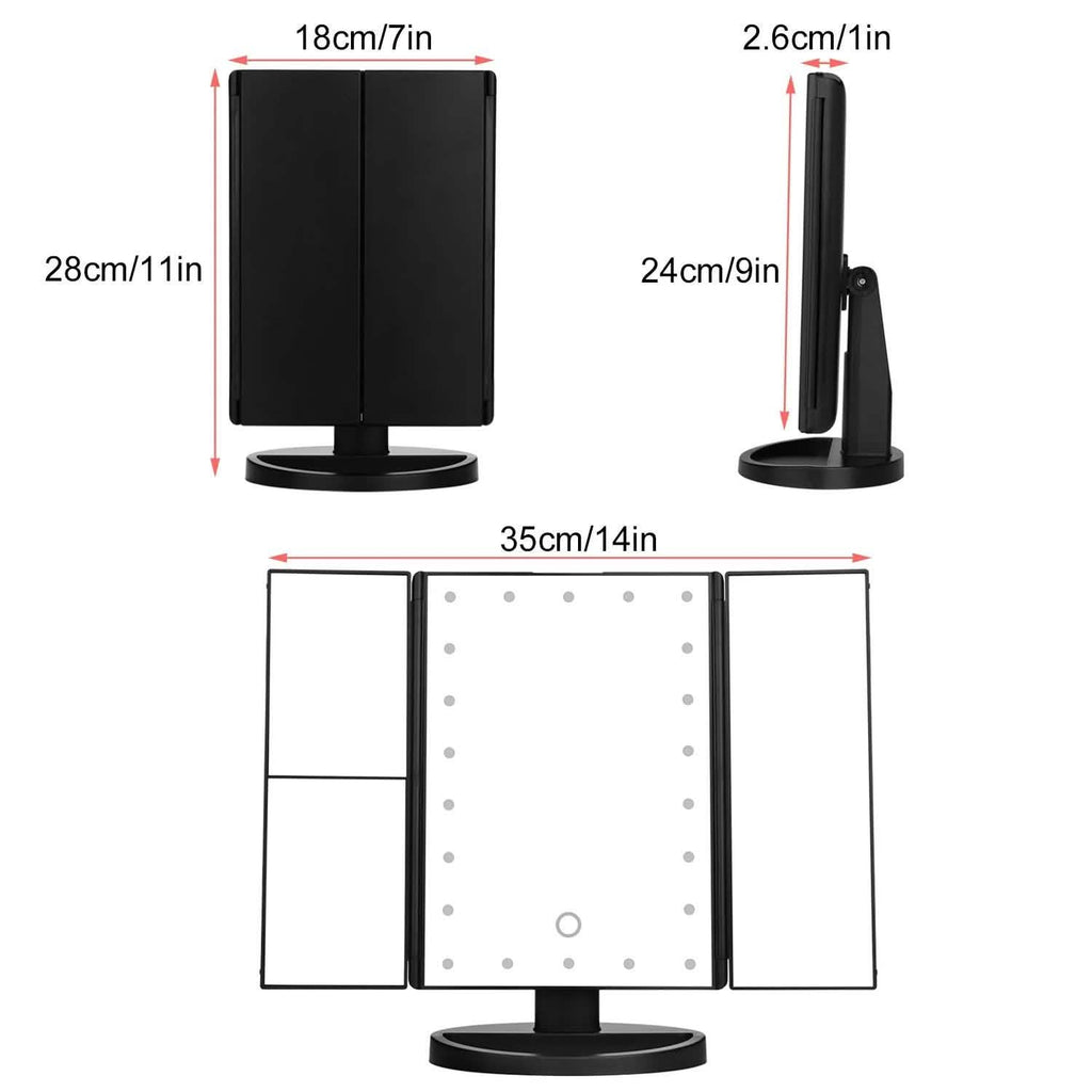 Standing Make Up Mirror Vanity USB 21 LED Light 10X 3X 2X 1X Magnification Black