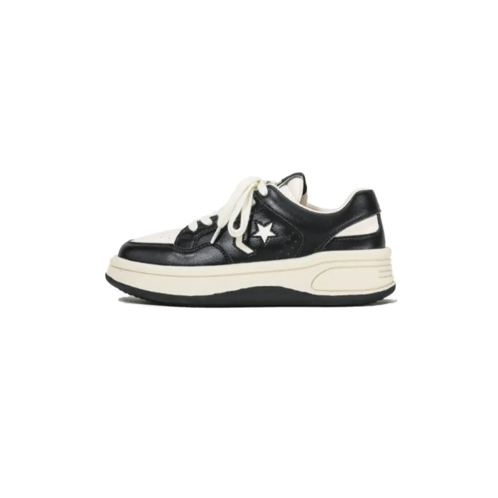 Star Lace Up Round Toe Platform Sneakers