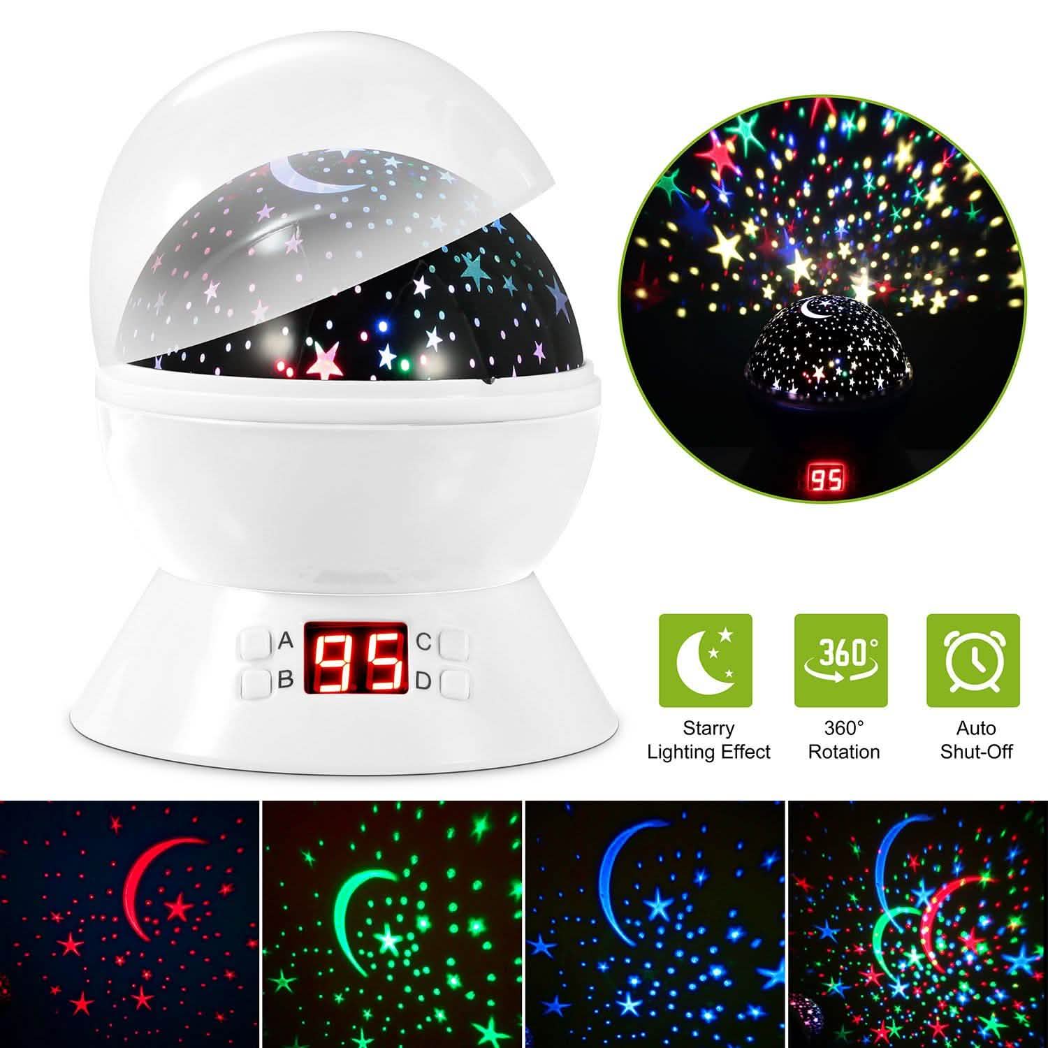 Star Moon LED Projector Lamp Kids Night Light