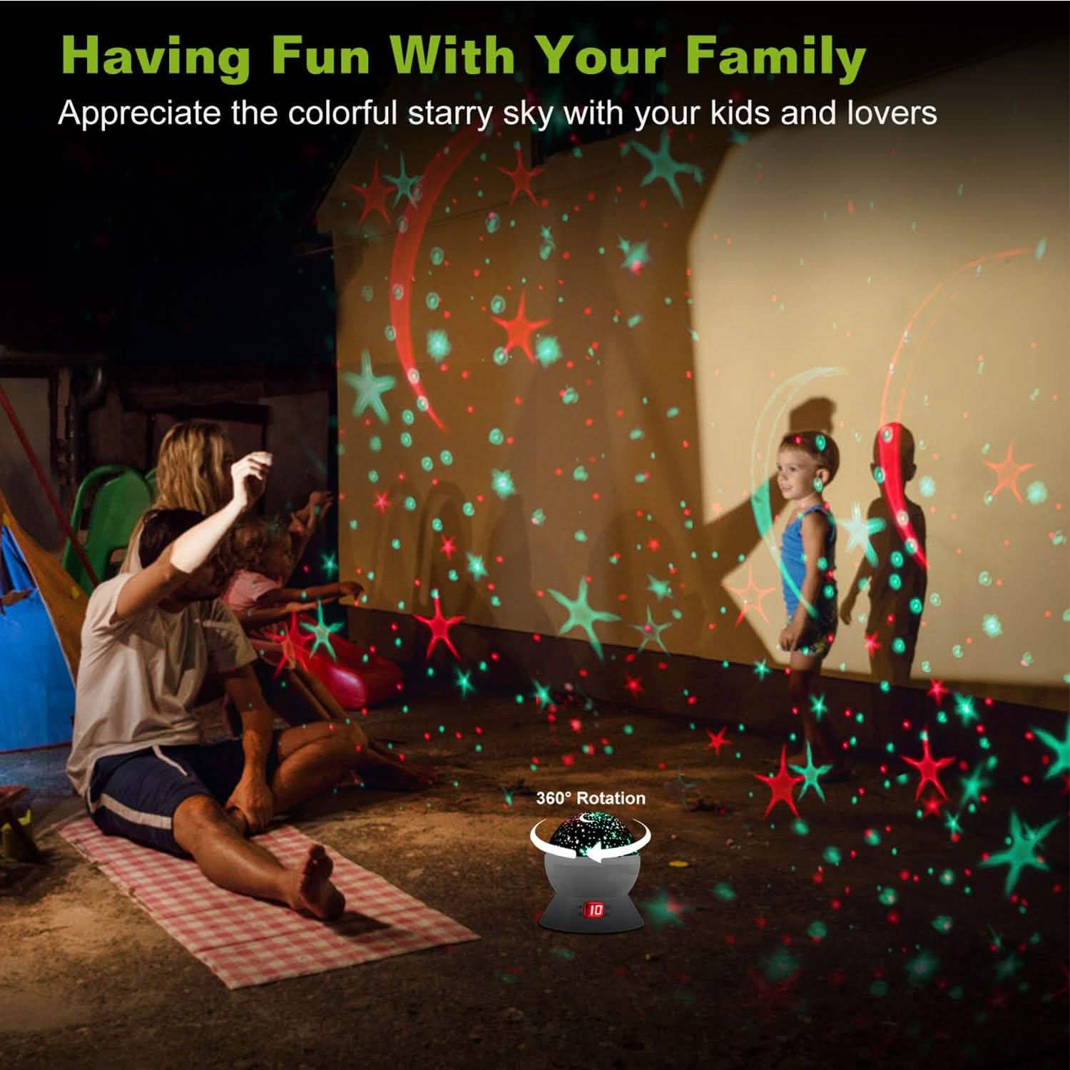 Star Moon LED Projector Lamp Kids Night Light