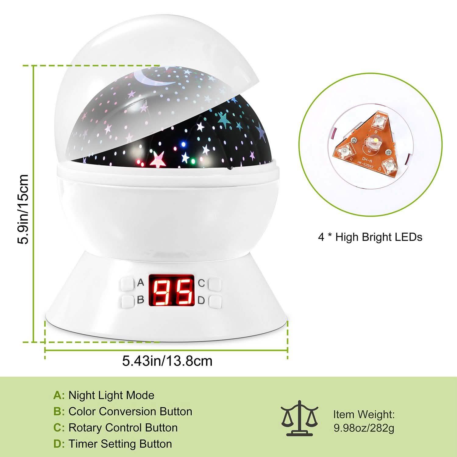 Star Moon LED Projector Lamp Kids Night Light