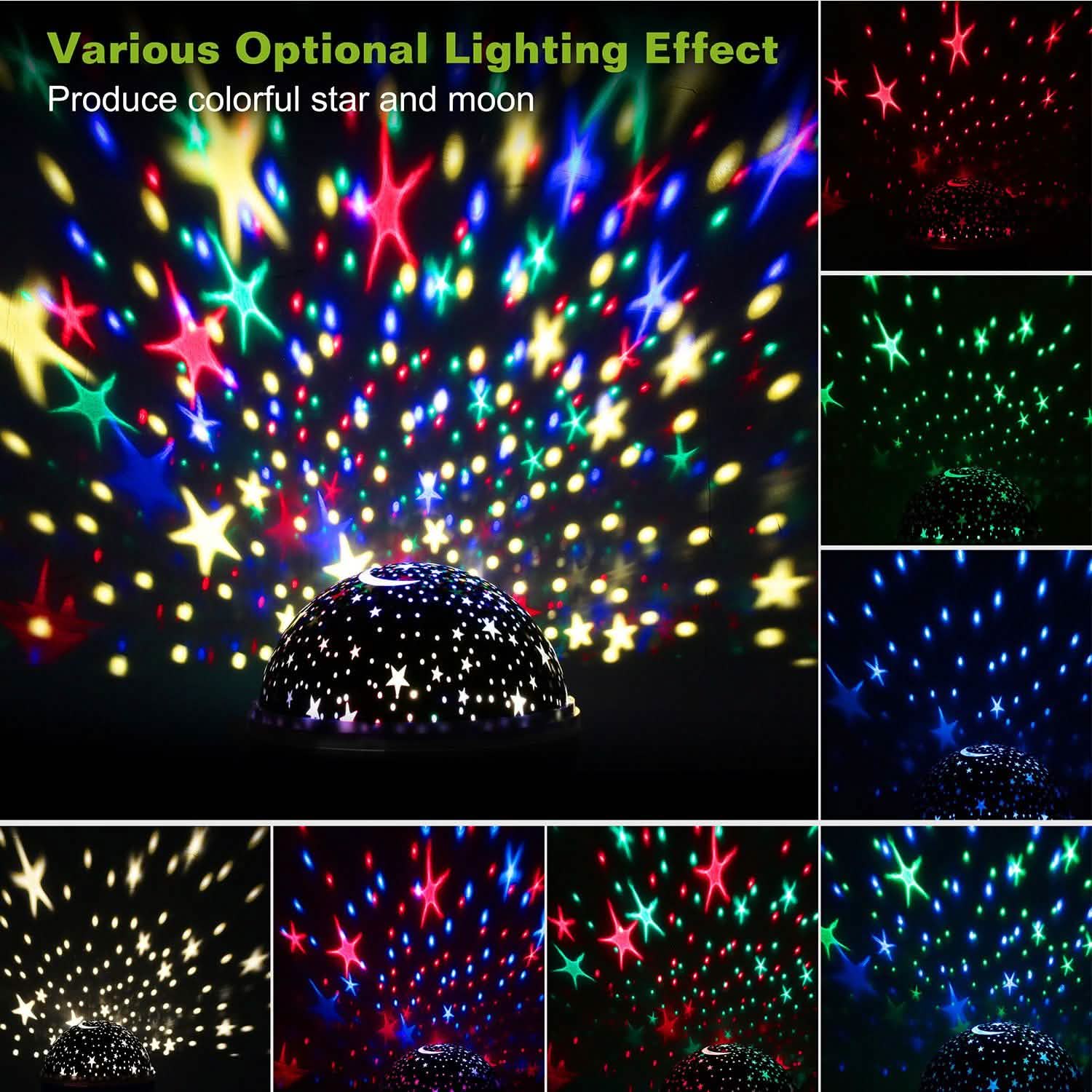 Star Moon LED Projector Lamp Kids Night Light