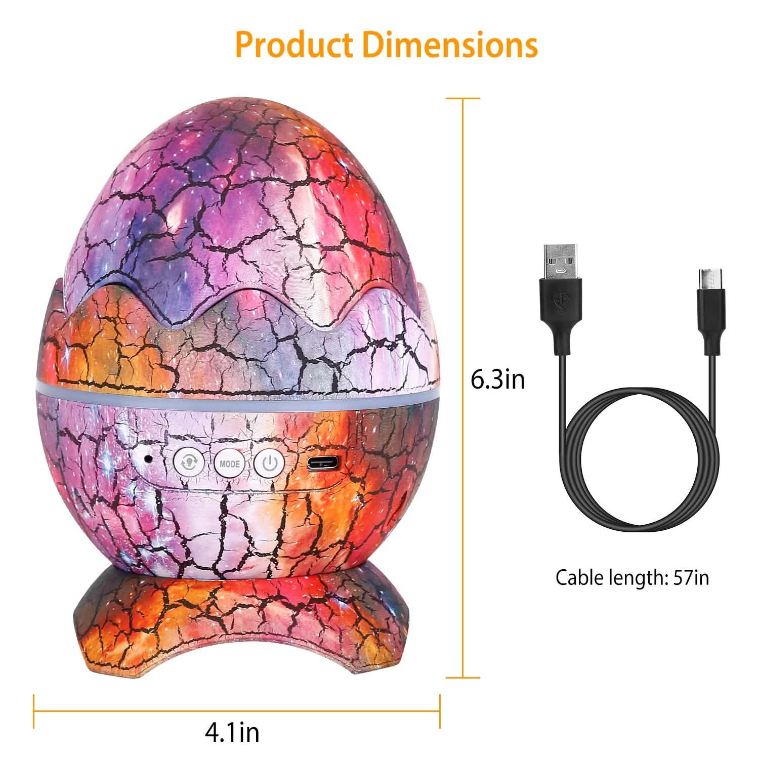 Star Project Lamp Galaxy Light Dinosaur Egg with Wireless Speaker and Remote Control