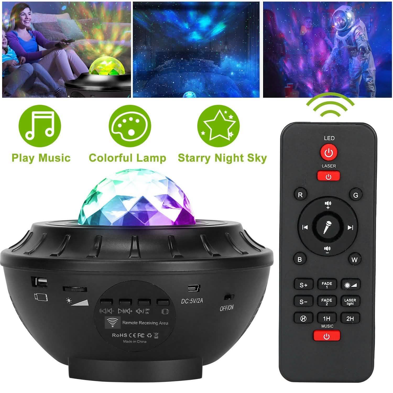 Star Projector Lamp RGBW Wireless Music Speaker Night Light
