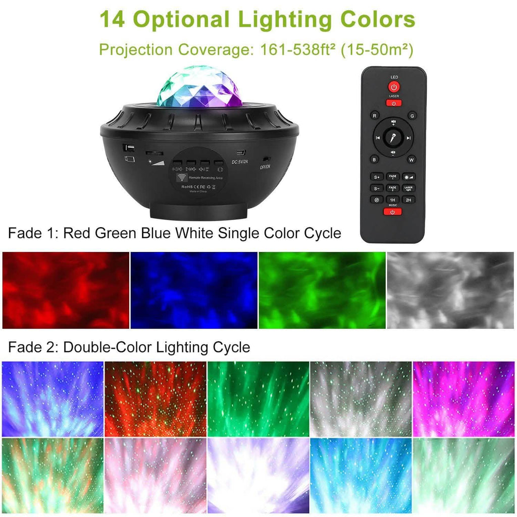 Star Projector Lamp RGBW Wireless Music Speaker Night Light