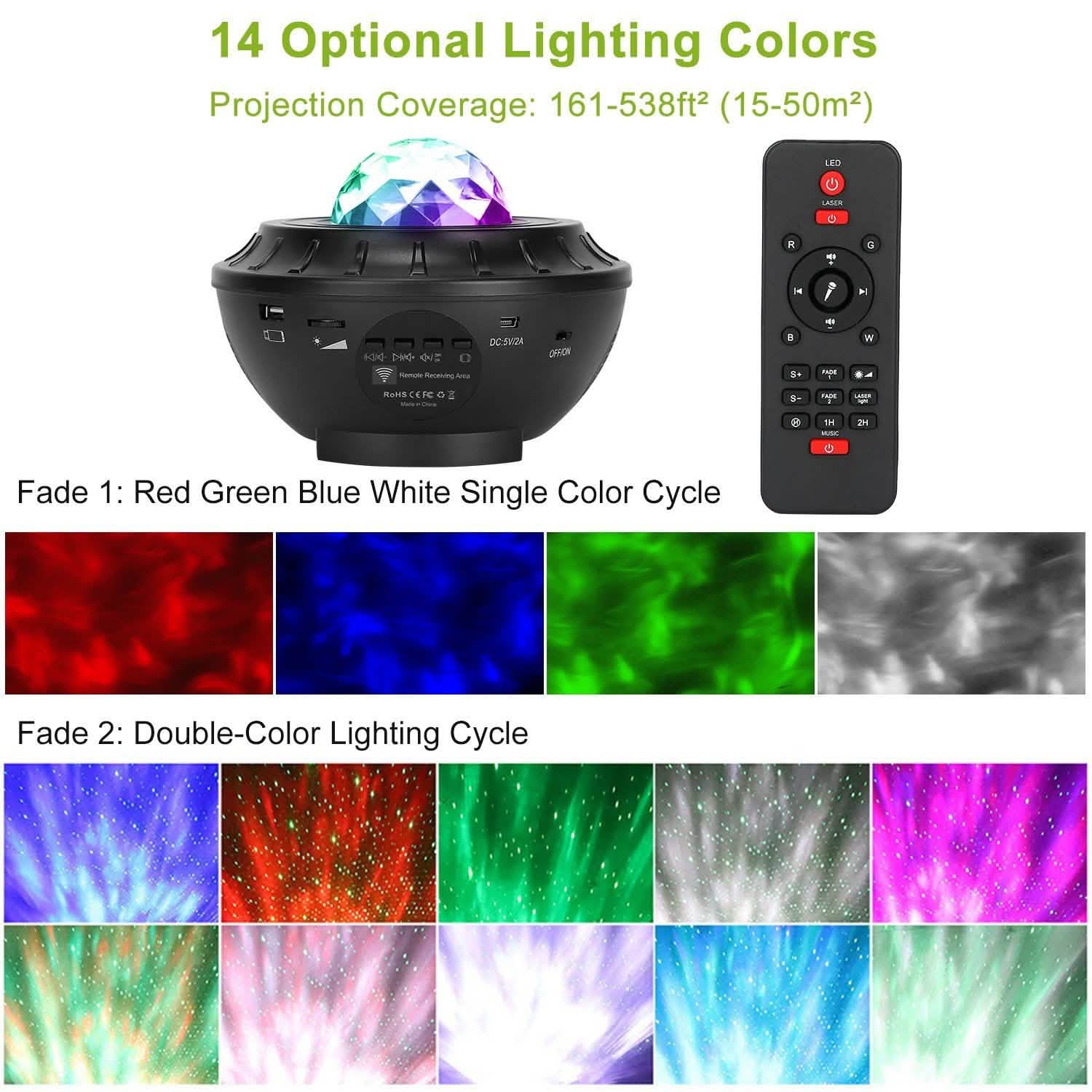 Star Projector Lamp RGBW Wireless Music Speaker Night Light