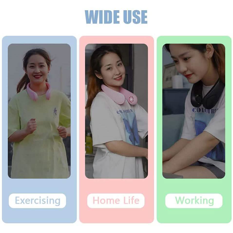 Staright Portable Hanging Neck Fan & Music Player Hands-Free Bladeless Fan