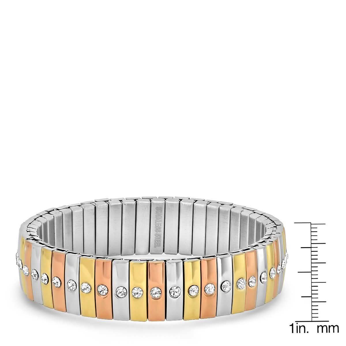 Steel by Design Stainless Tri-Color Stretch Bracelet
