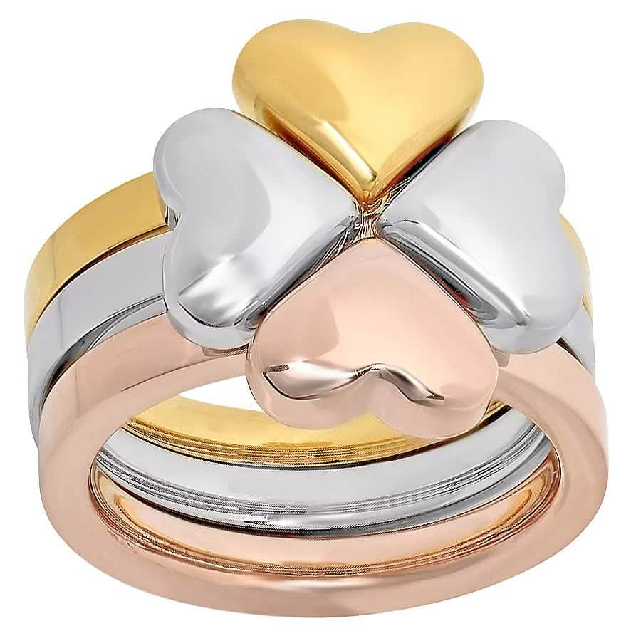 Steel by Design Three-Piece Heart Clover Ring