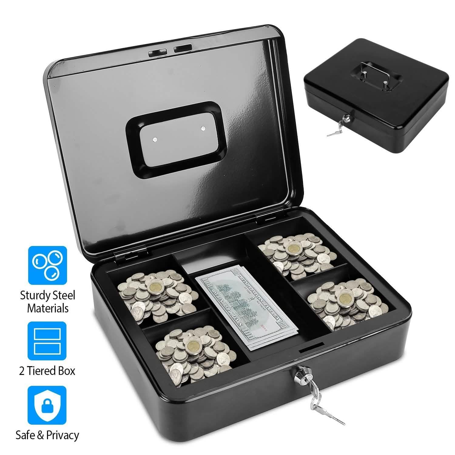 Steel Cash Box with Removable Tray
