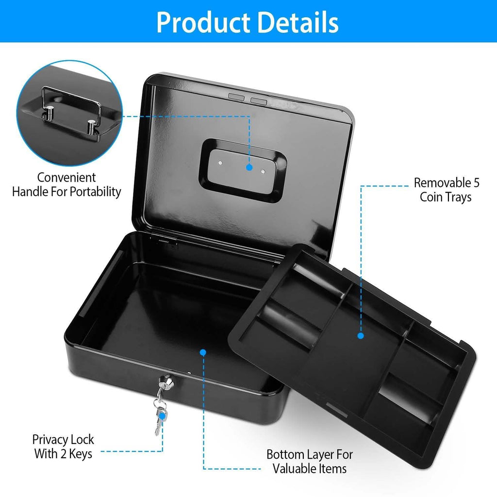 Steel Cash Box with Removable Tray