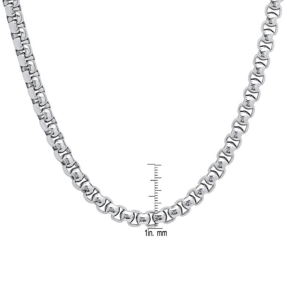 Steeltime Men's 7mm Round Box Stainless Steel Necklace and Bracelet