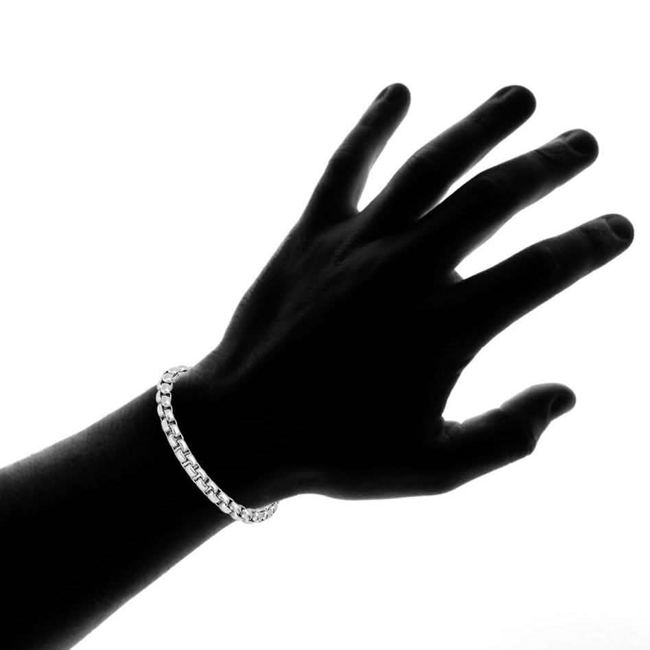 Steeltime Men's 7mm Round Box Stainless Steel Necklace and Bracelet