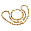 Steeltime Men's 7mm Round Box Stainless Steel Necklace and Bracelet