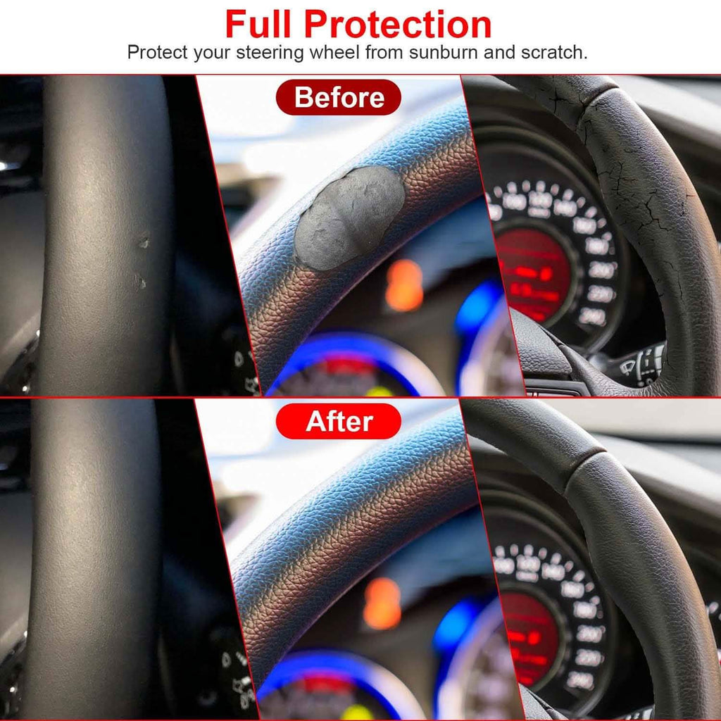 Steering Wheel Cover 14.5"- 15" Diameter Universal Fiber Leather