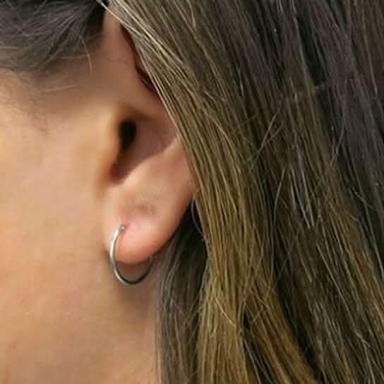 Sterling Silver 14MM Huggie Hoop Earring