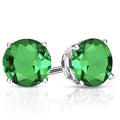 Sterling Silver 2.00 CTTW Emerald Stud Earrings