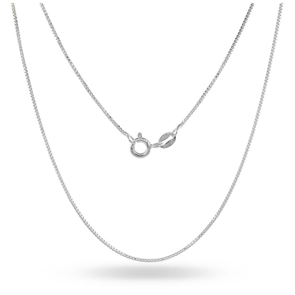 Sterling Silver .8MM Unisex Box Chain Necklace