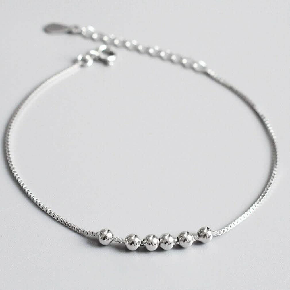 Sterling Silver Bead Ball Charm Bracelet
