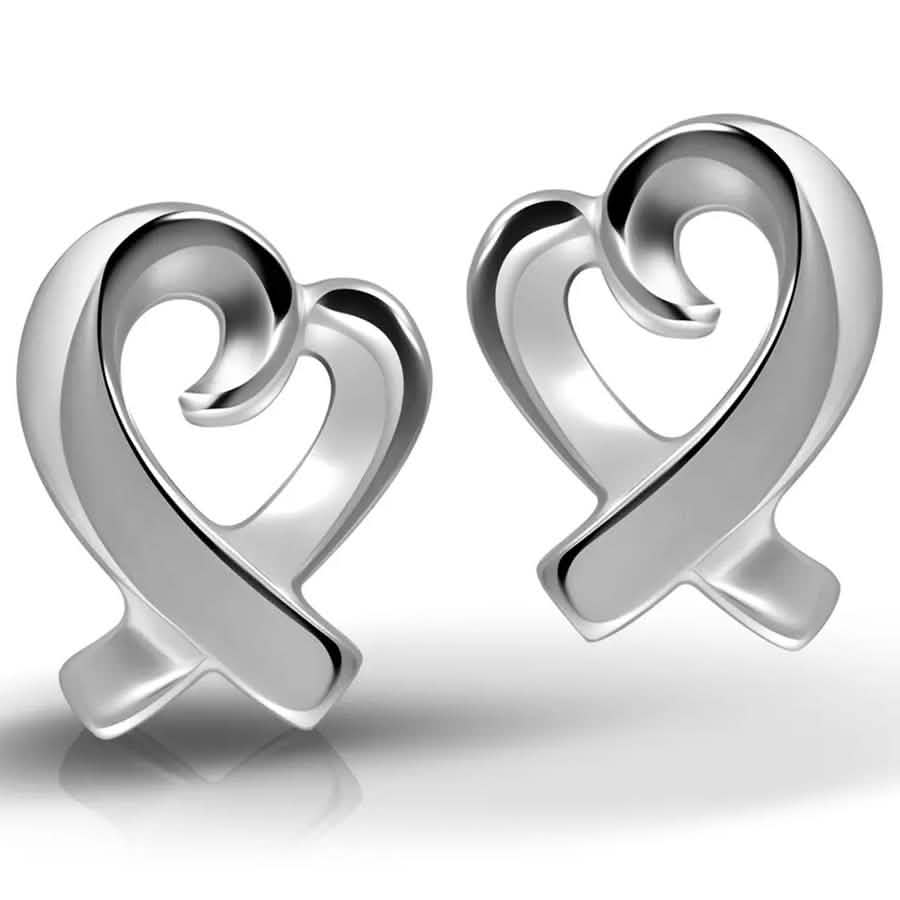 Sterling Silver Classic Open Heart Earrings