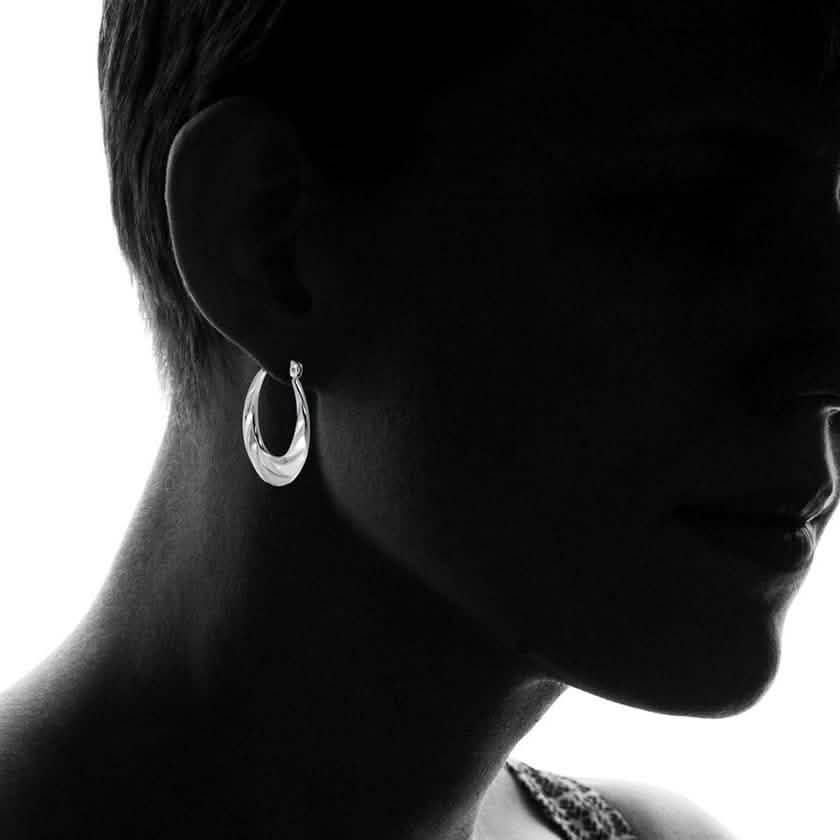 Sterling Silver Classic Shrimp Hoop Earrings By Paolo Fortelini