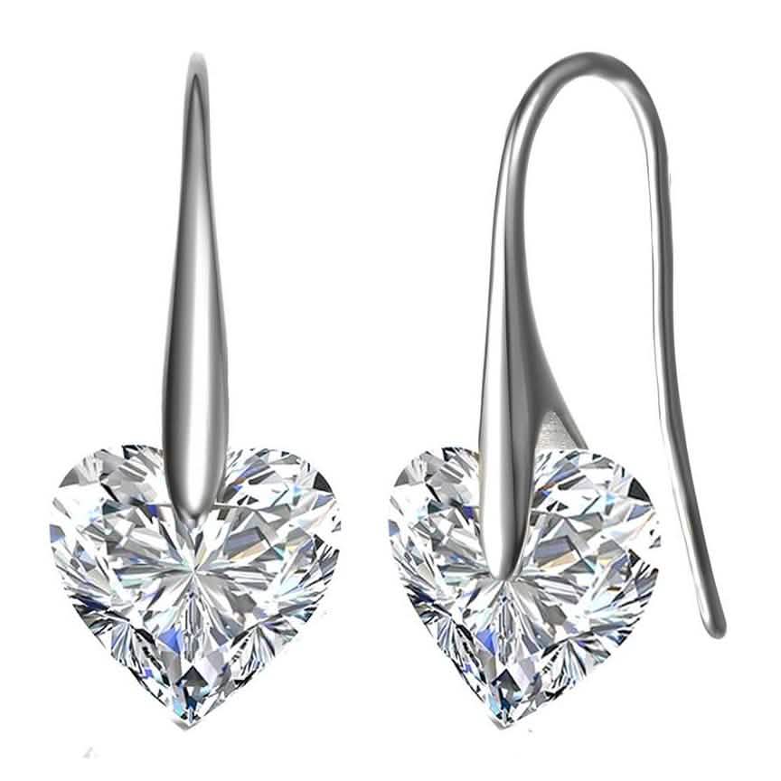 Sterling Silver Cubic Zirconia Party Heart Earrings