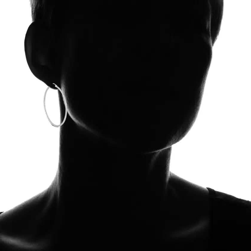Sterling Silver Diamond Cut Hoop Earrings by Sevil 925