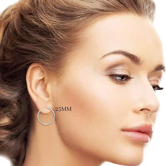 Sterling Silver Diamond Cut Hoops