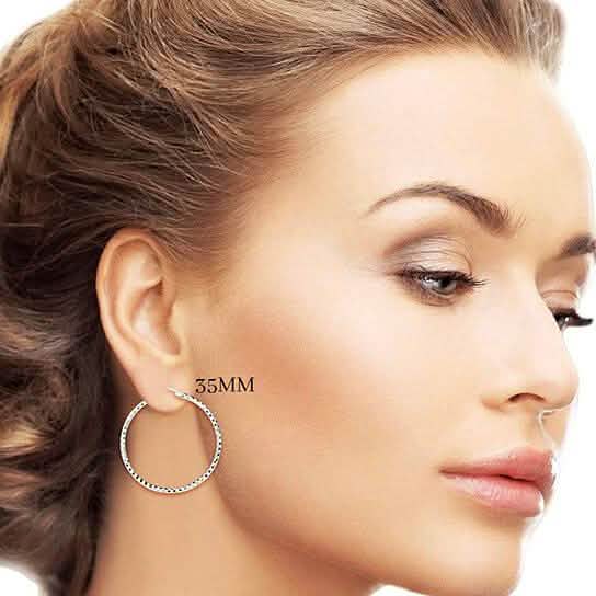 Sterling Silver Diamond Cut Hoops