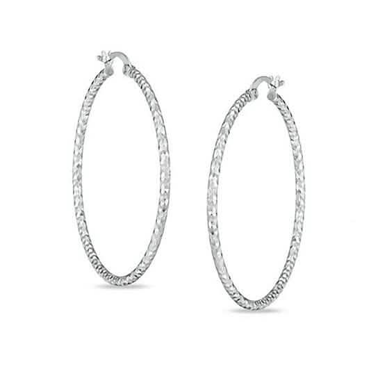 Sterling Silver Diamond Cut Hoops
