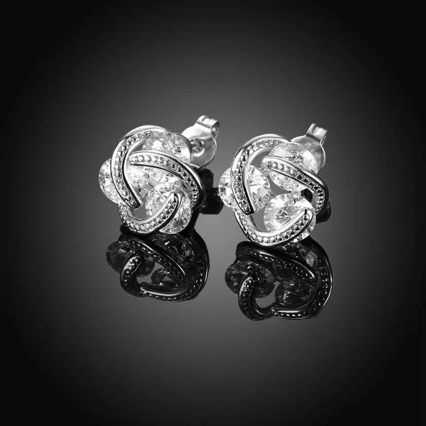 Sterling Silver Floating Stones Caged Earrings with Swarovski Crystals