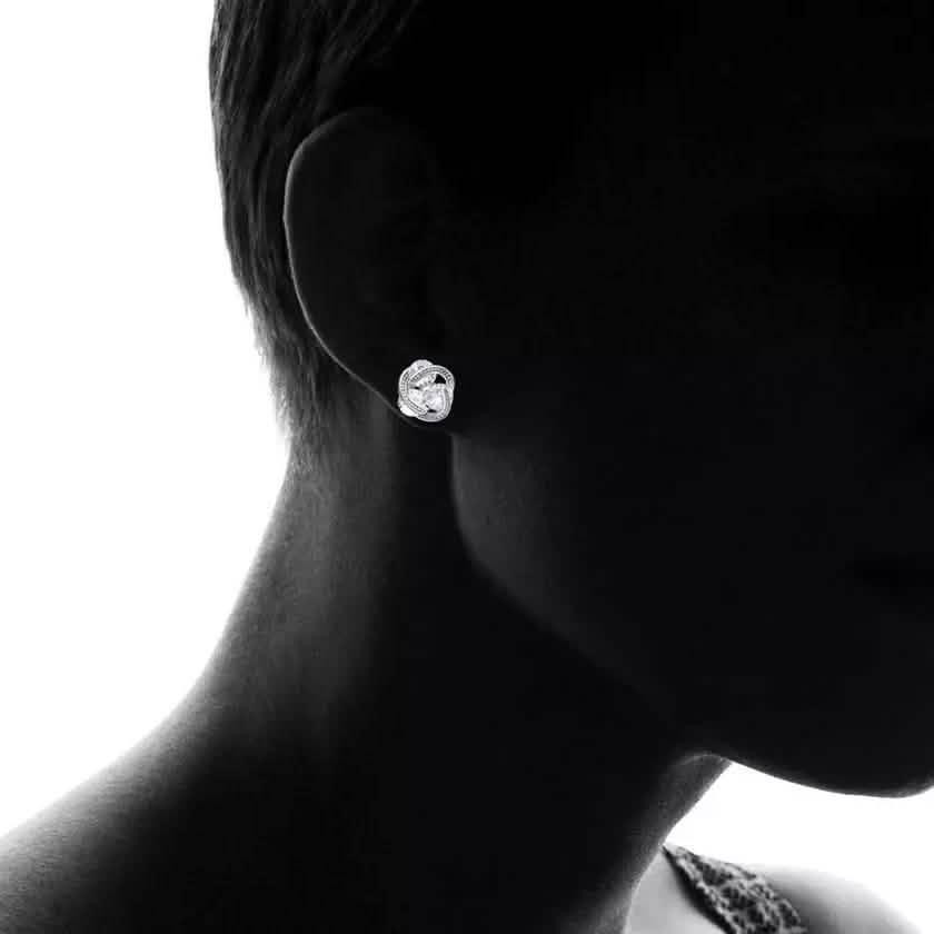 Sterling Silver Floating Stones Caged Earrings with Swarovski Crystals