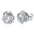 Sterling Silver Floating Stones Caged Earrings with Swarovski Crystals
