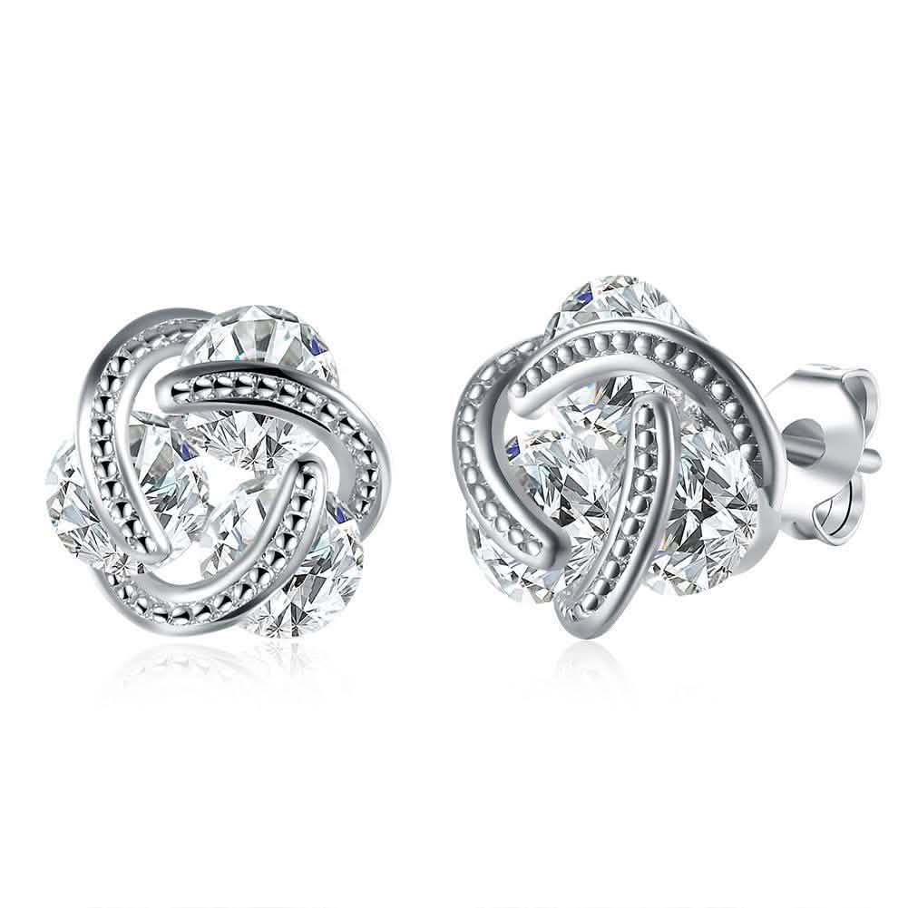 Sterling Silver Floating Stones Caged Earrings with Swarovski Crystals