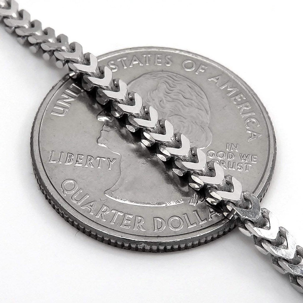 Sterling Silver Italian 2.5mm Franco Square Box Link Chain