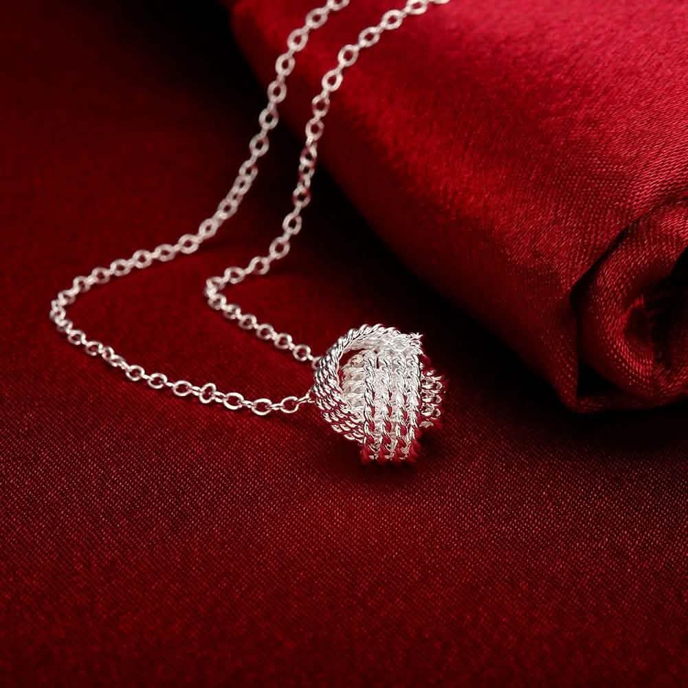 Sterling Silver Mesh Knot Pendant Necklace