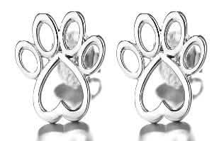 Sterling Silver Paw Stud Earrings