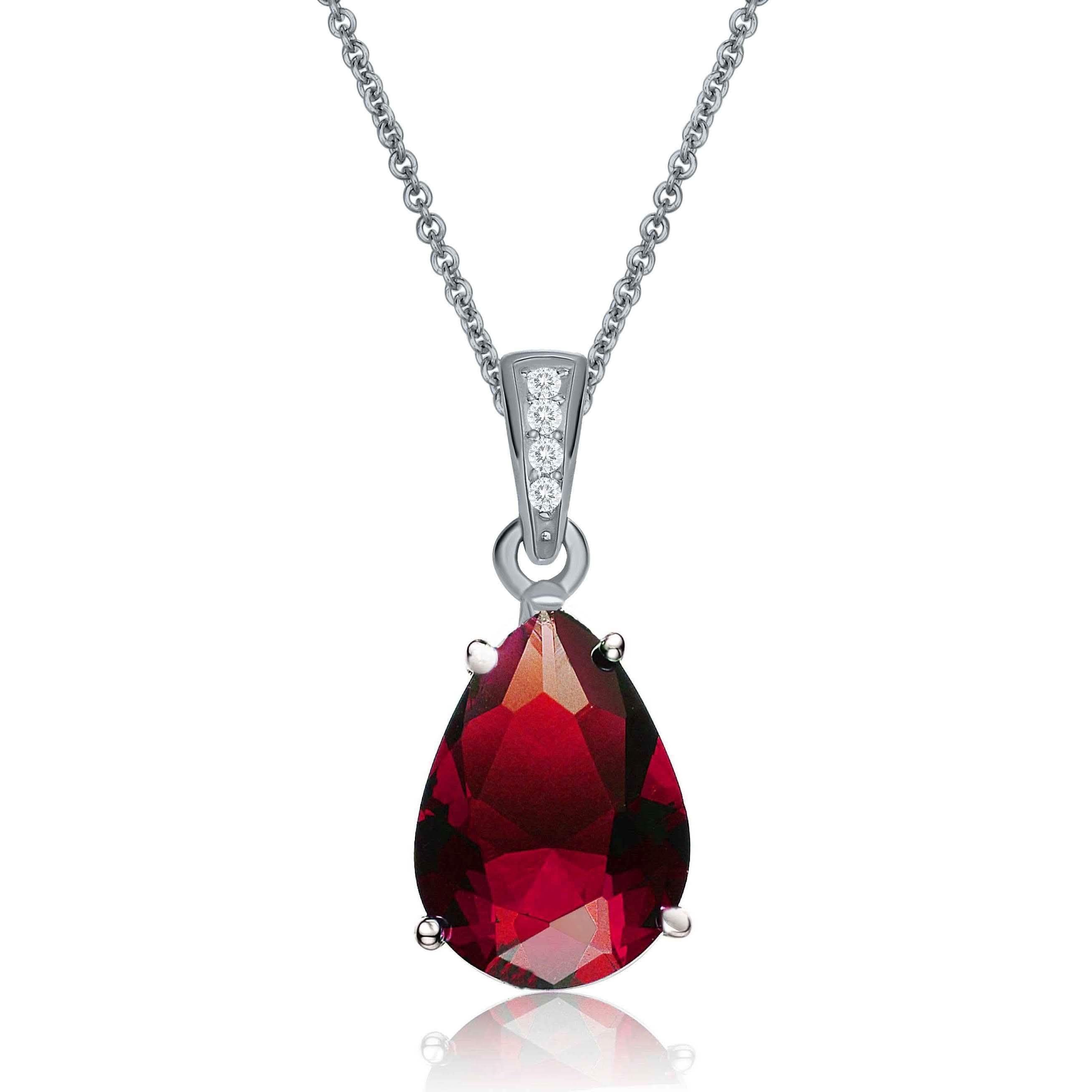 Sterling Silver Red CZ Pendant necklace