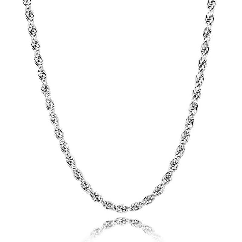 Sterling Silver Rope Twisted Link Chain Necklace